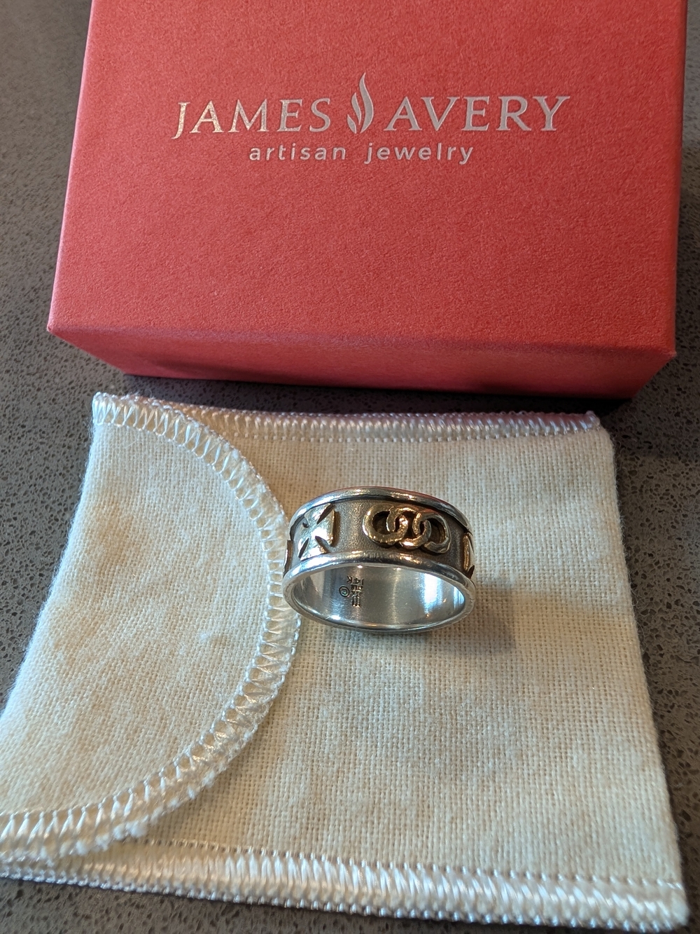 James Avery Men’s Ring Sterling Silver and 14k Gold  -Size 9 (Retired)